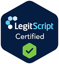 LegitScript Certified badge with checkmark.