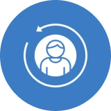 User icon with rotating arrow symbol.