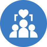 Three figures with heart symbol above.